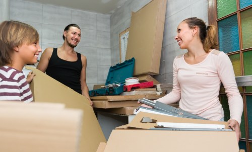 Moving service vehicle and packed belongings for Haringey relocation